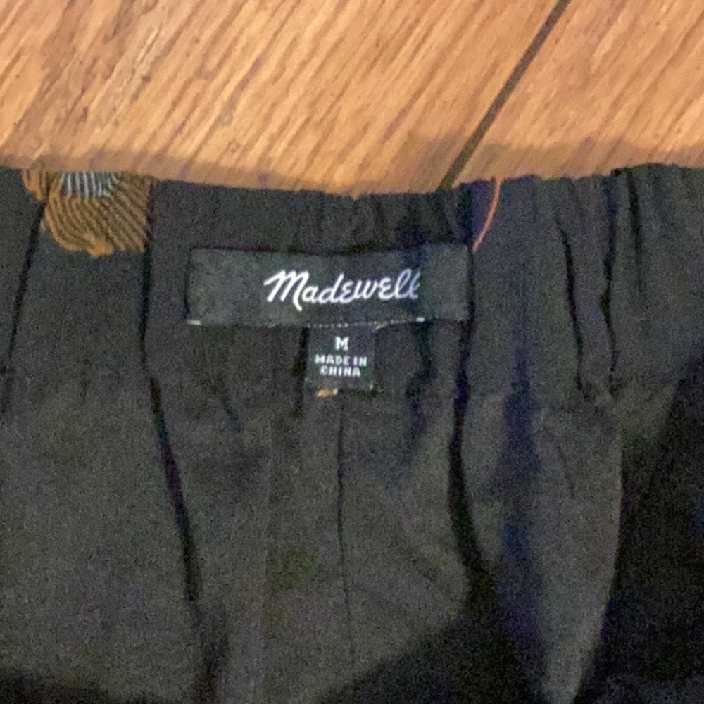 Madewell black Peacock Feather Print pull on Ruffle skirt  women’s size medium - Picture 8 of 10